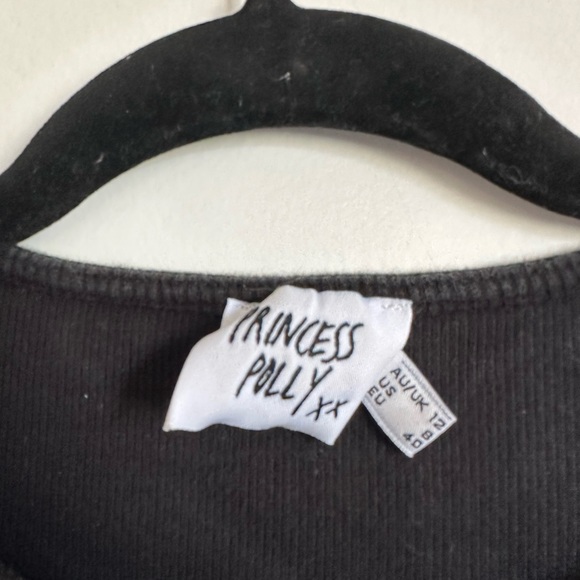 Princess Polly Black Ribbed Cropped Classic T-Shirt size 8 EUC - Picture 4 of 7